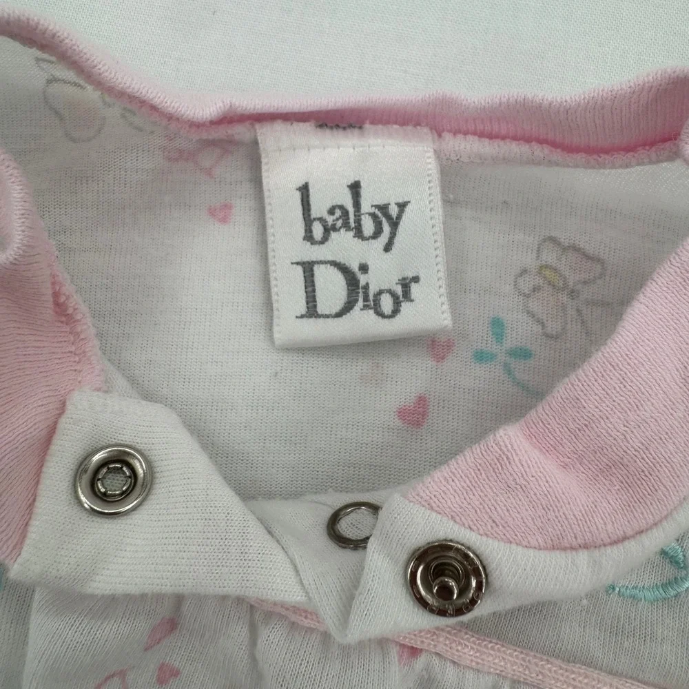 Baby Dior Vintage Pink Butterfly Sleeper Gown Layette 0-3 Months Embroidered